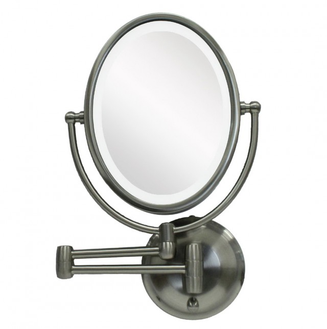 Wall Mounted Magnifying Mirror Brushed Nickel Home Design Ideas