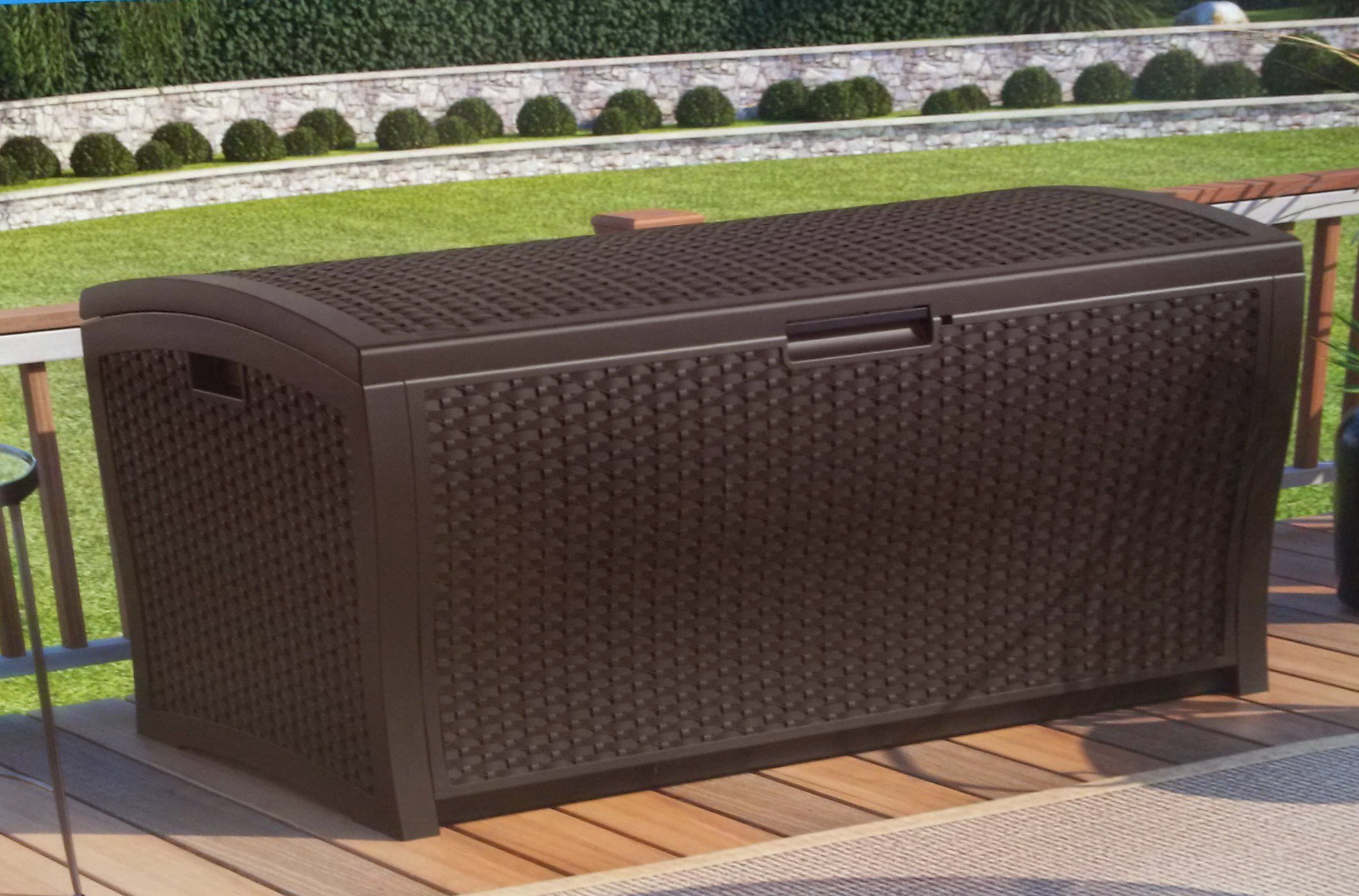 Suncast Resin Wicker Deck Box 73 Gallon | Home Design Ideas