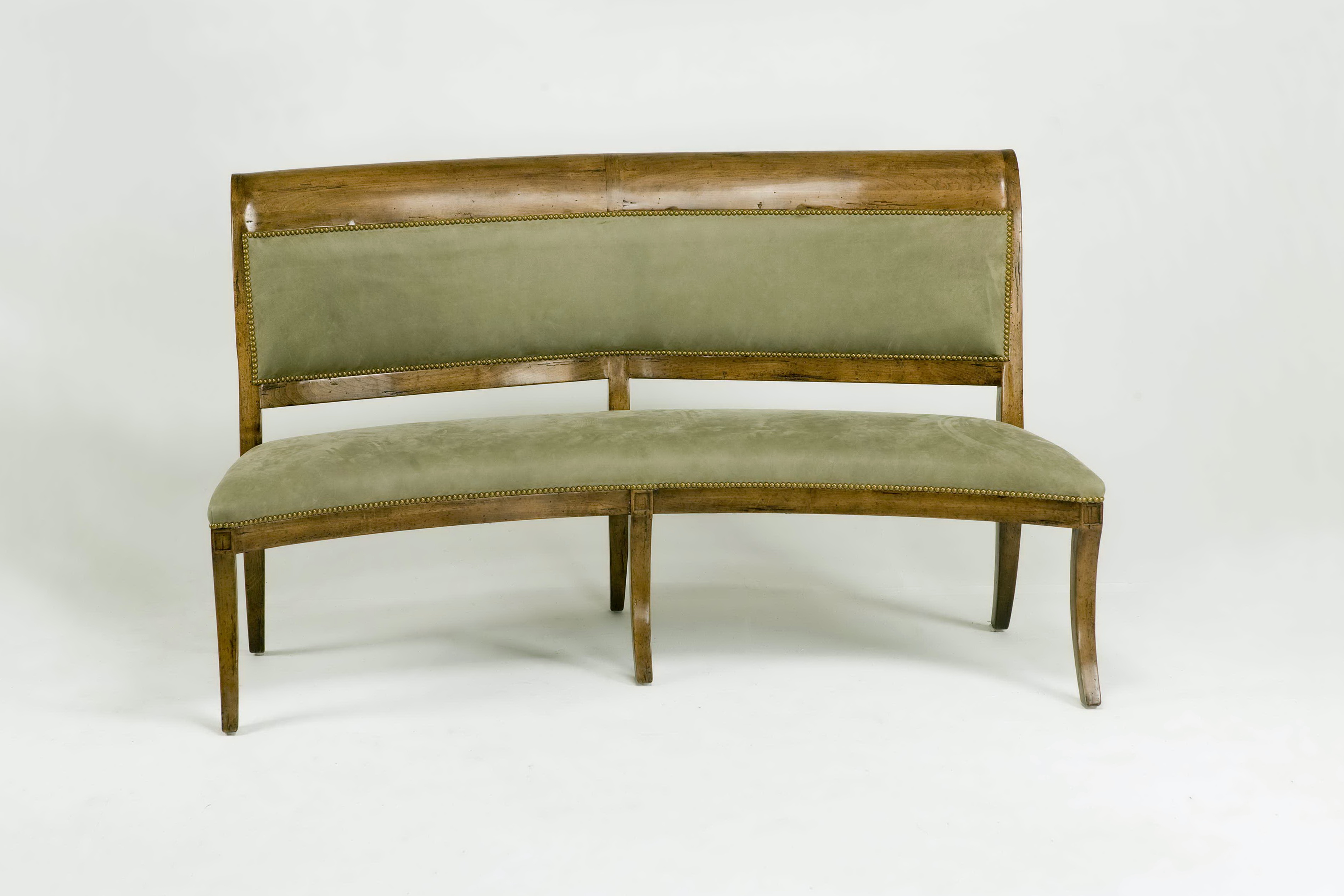 Curved Upholstered Dining Bench