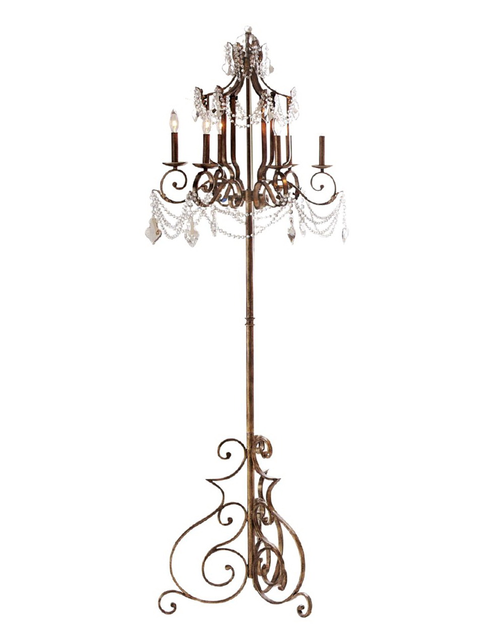 Chandelier floor lamp draped jewels